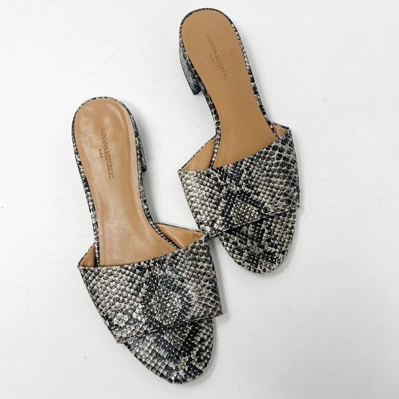 Banana Republic Snakeskin Print Leather Sandals Slides Women’s Size 7 1” Heel - Picture 1 of 8